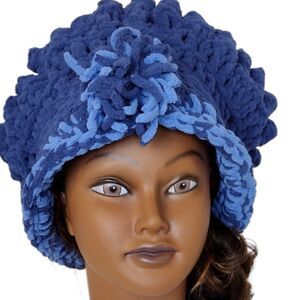 Beret Slouchy Type Boho Hat OOAK Handmade Crochet Free Hand Women's One Size
